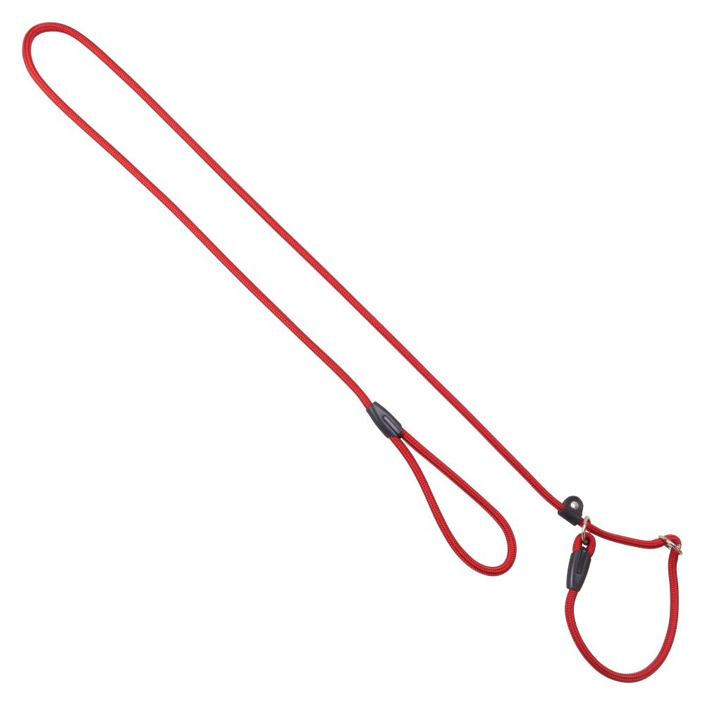 Rote Moxon Dressurleine für Hunde mit rutschfester Handschlaufe. Ideal für Trainingseinheiten und Spaziergänge im Alltag.