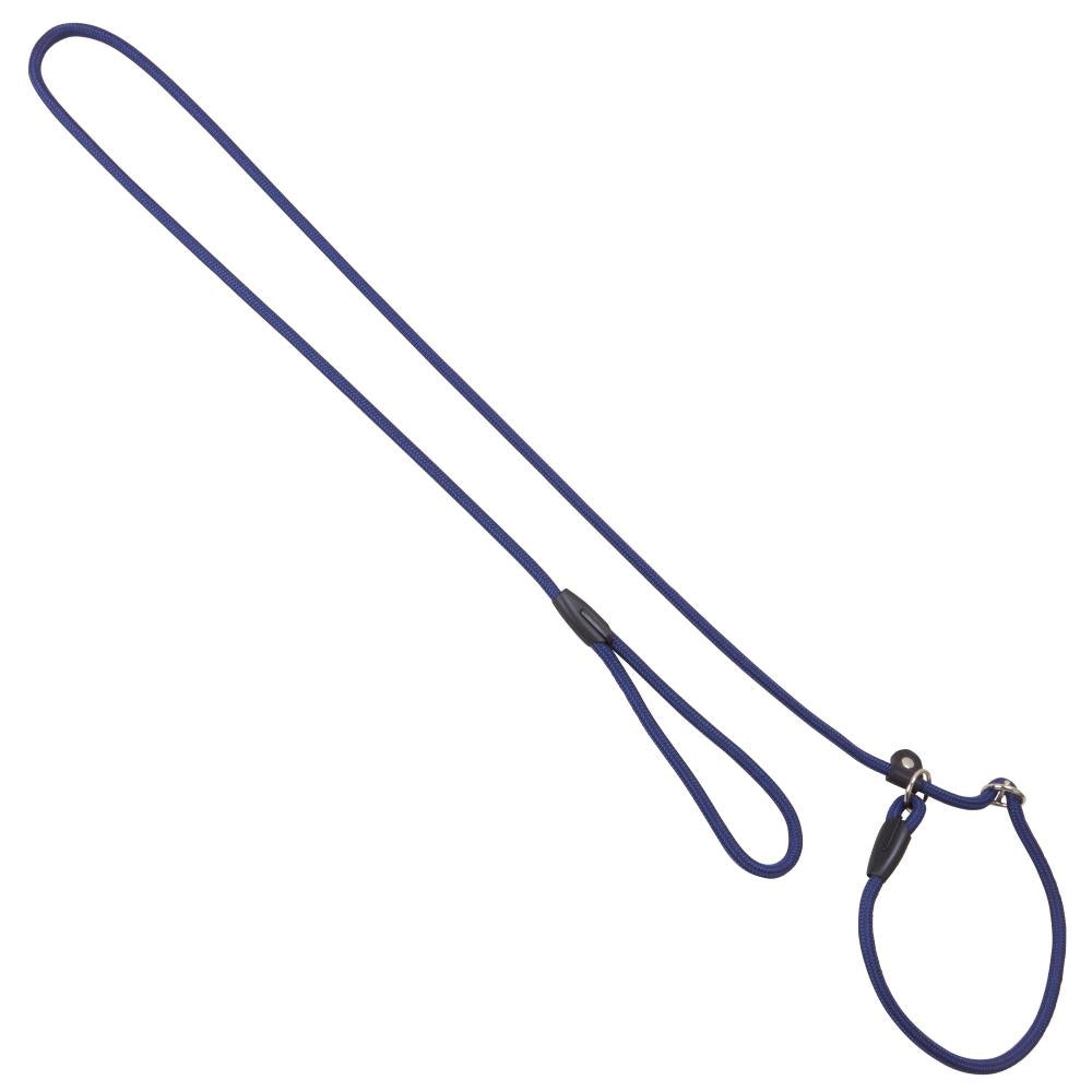 Dunkelblaue Moxon Dressurleine für Hunde mit Zugstopp. Praktisch für Spaziergänge und Training im Alltag.