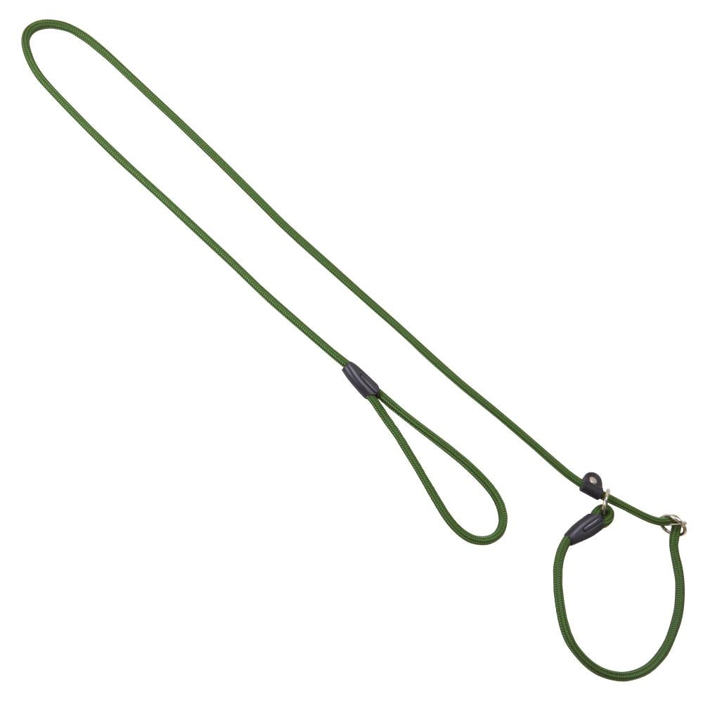 Dunkelgrüne Moxon Dressurleine für Hunde aus robustem Seilmaterial. Ideal für Jagd, Training und Spaziergänge.