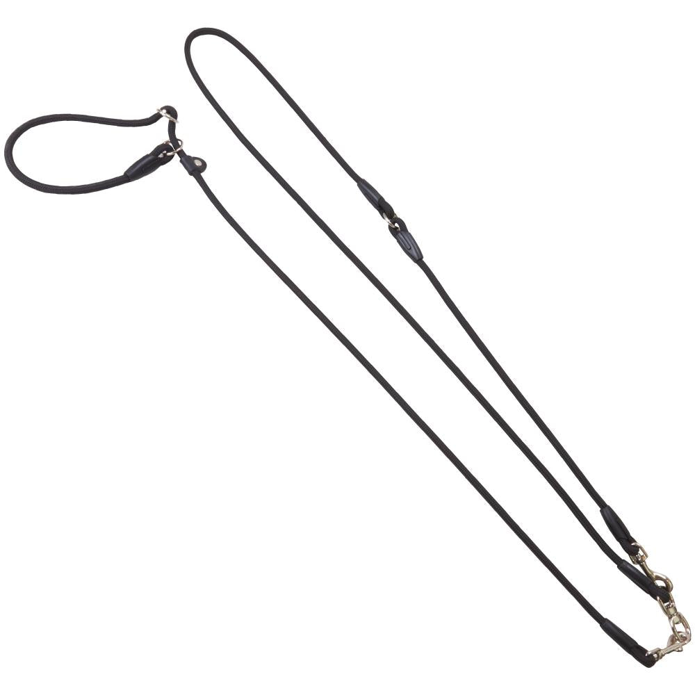 Schwarze Moxon Umhängeleine mit Halsband für Hunde, verstellbar und robust. Ideal für Spaziergänge und Training im Alltag.