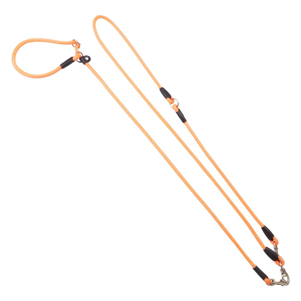 Orangefarbene Moxon Umhängeleine mit Halsband, mit Sicherheitsstopper. Für komfortable und sichere Hundekontrolle.