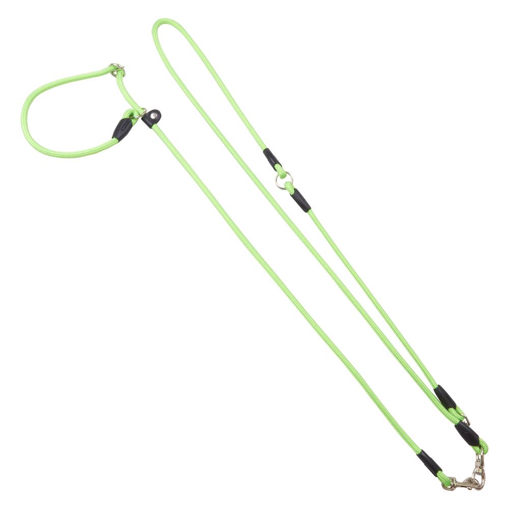 Hellgrüne Moxon Umhängeleine mit Halsband, reflektierend und leicht. Für mehr Sicherheit bei Spaziergängen im Dunkeln.