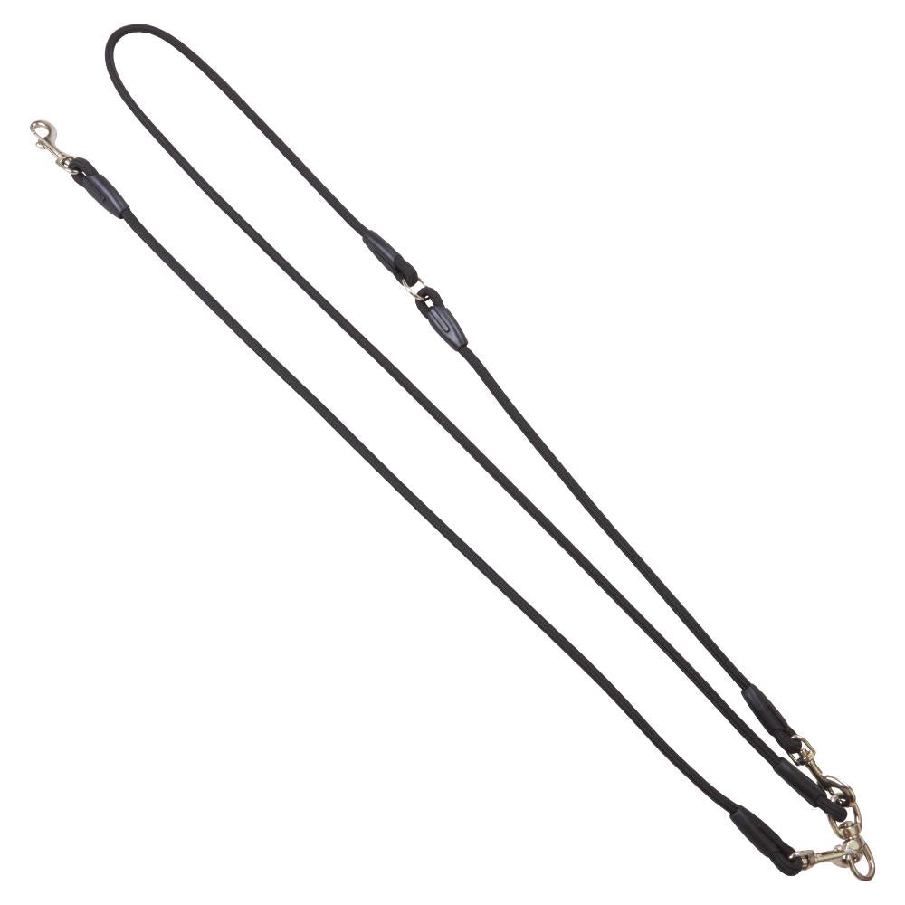 Schwarze Moxon Umhängeleine für Hunde mit verstellbaren Metallkarabinern. Ideal für Freihandführung beim Gassigehen.