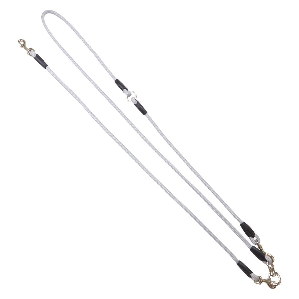 Weiße Moxon Umhängeleine mit robusten Beschlägen für Hunde. Perfekt für Spaziergänge mit freihändiger Kontrolle.