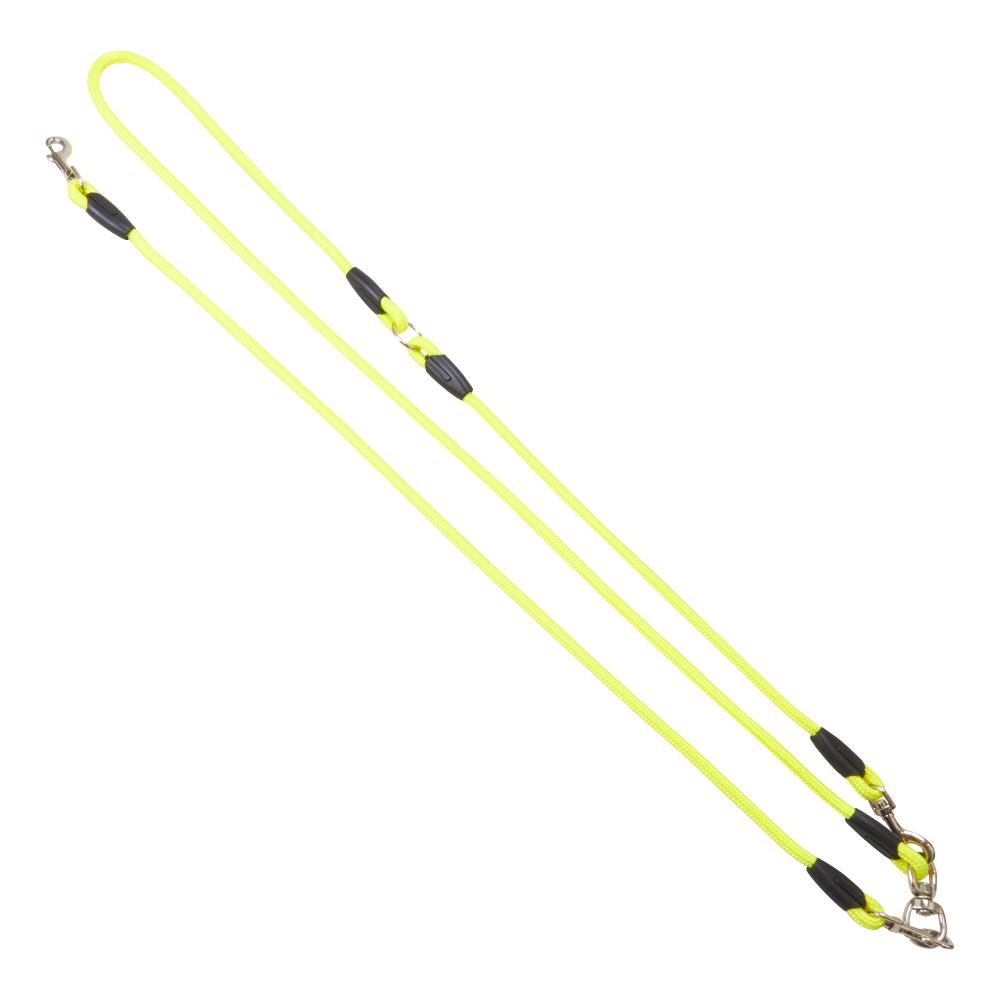 Neongelbe Moxon Umhängeleine mit reflektierenden Elementen. Sichtbar und sicher bei Spaziergängen im Dunkeln.