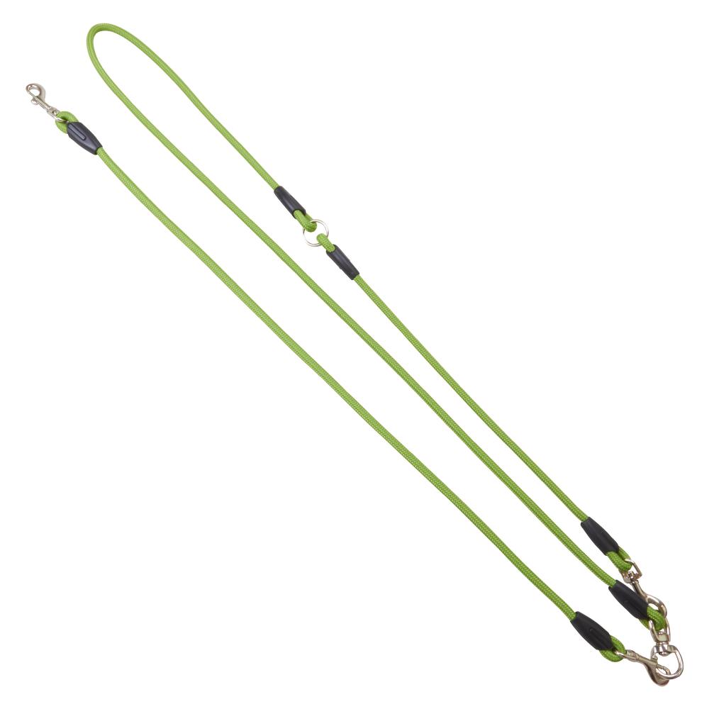 Grüne Moxon Umhängeleine mit verstellbaren Verbindungen. Vielseitige Hundeleine für Spaziergänge und Training.