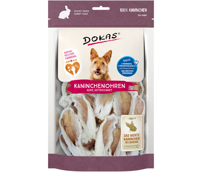 DOKAS Kaninchenohren mit Fell (kurz) 100g
