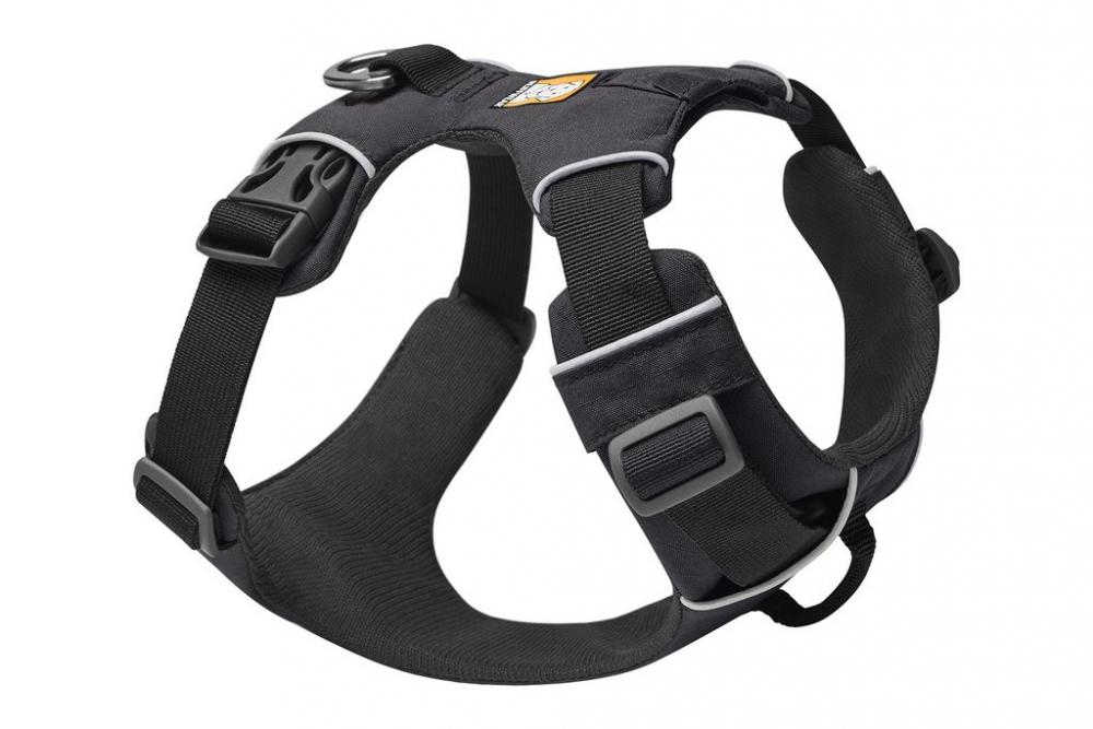 RUFFWEAR Front Range Geschirr Basalt Grey mit reflektierenden Nähten und robustem Brustgurt für Hunde. Ideal für Outdoor-Aktivitäten und Spaziergänge.