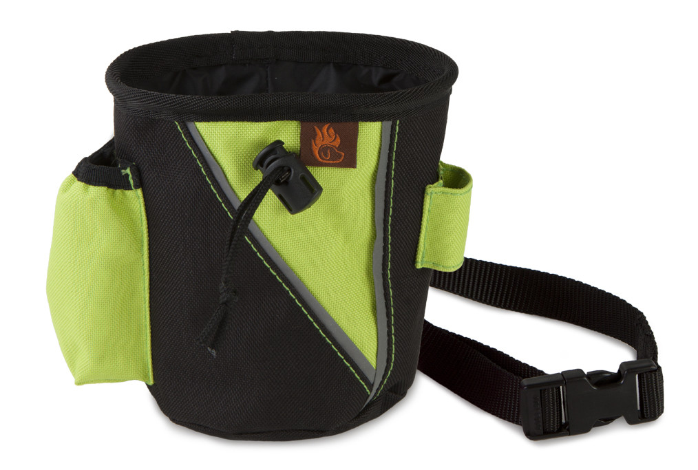 FIREDOG Leckerlibeutel in Schwarz-Grün mit verstellbarem Gurt, ideal für Hundetraining und Leckerli-Aufbewahrung unterwegs.