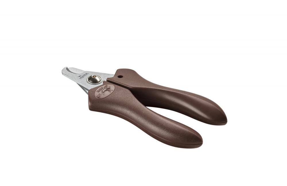 Braune HUNTER Krallenzange Spa mit rutschfestem Griff, geeignet für sicheres Schneiden von Hundekrallen. Hochwertiges Werkzeug für Hundepflege.