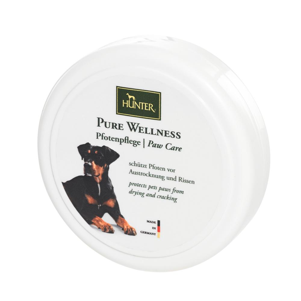 HUNTER Pfotenpflege-Creme 75ml in runder Dose mit Hundemotiv, ideal zum Schutz vor trockenen und rissigen Hundepfoten. Made in Germany.