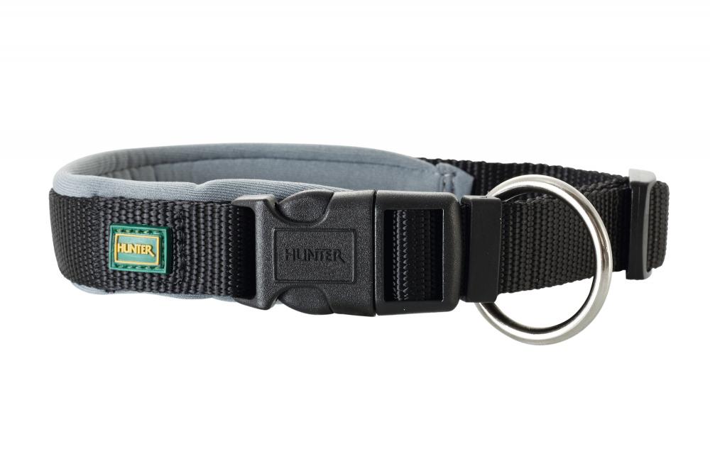 HUNTER Hundehalsband Vario Plus Neopren schwarz/grau mit robustem Klickverschluss und gepolstertem Innenfutter für Hunde. Ideal für Komfort und Sicherheit.