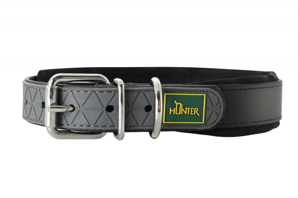 HUNTER Hundehalsband Convenience Comfort V2 schwarz mit gepolstertem Innenfutter und reflektierendem Muster für optimalen Tragekomfort.