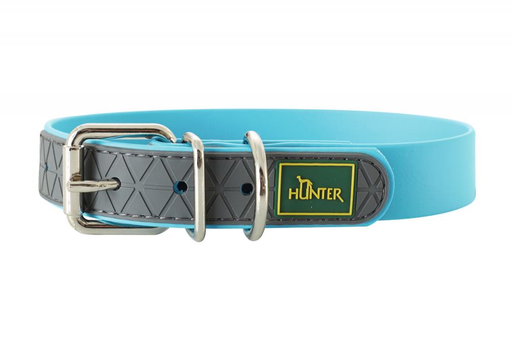 HUNTER Hundehalsband Convenience türkis mit robuster Metallschnalle und rutschfestem Design, ideal für aktive Hunde.