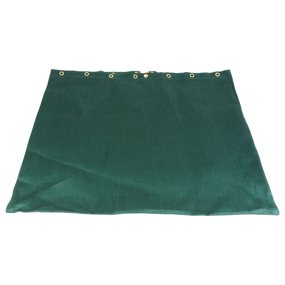 Rückseite des grünen Gebirgsrucksack Austauschsacks aus Leinen mit stabilen Metallösen, passend für Wanderrucksäcke.