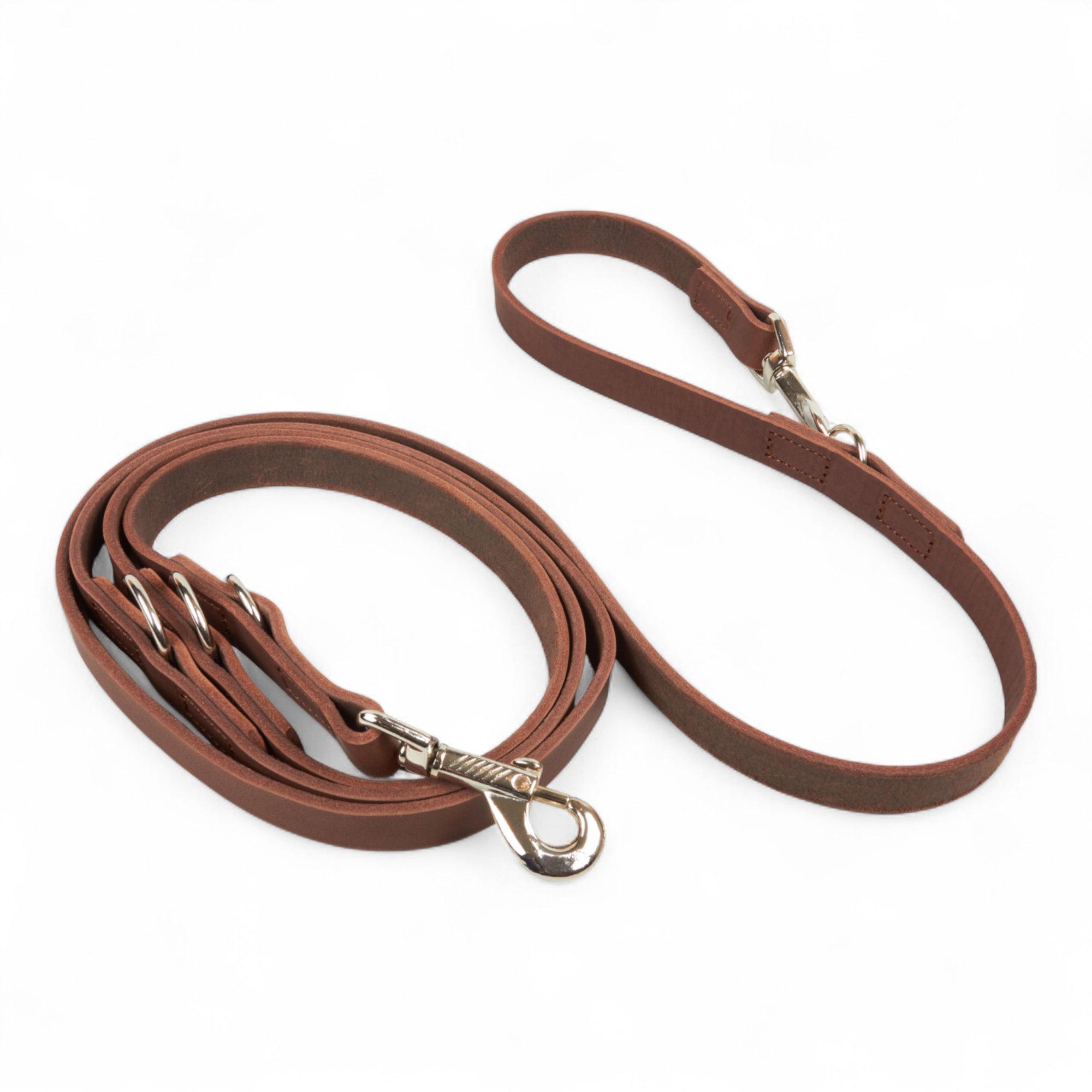 verstellbare Fettlederleine Braun