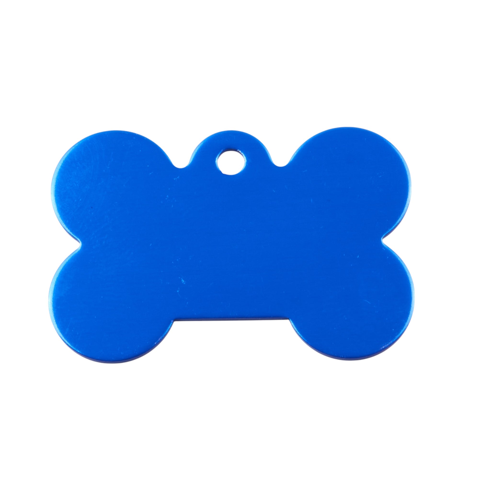 Blaue Hundemarke Alu Knochen aus Aluminium, langlebiges Gravurschild für Hunde zur individuellen Beschriftung.