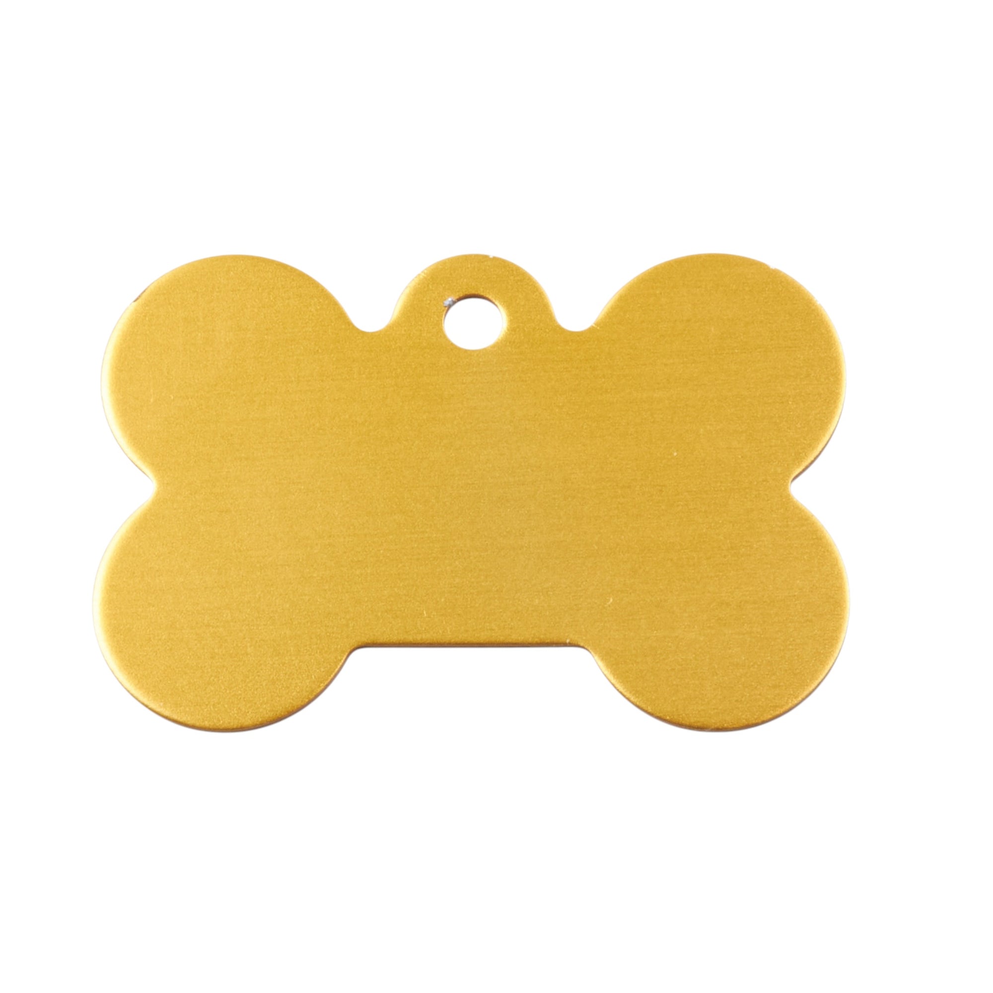 Goldfarbene Hundemarke Alu Knochen aus Aluminium, hochwertiges Gravurschild für Hunde im Tierzubehör.