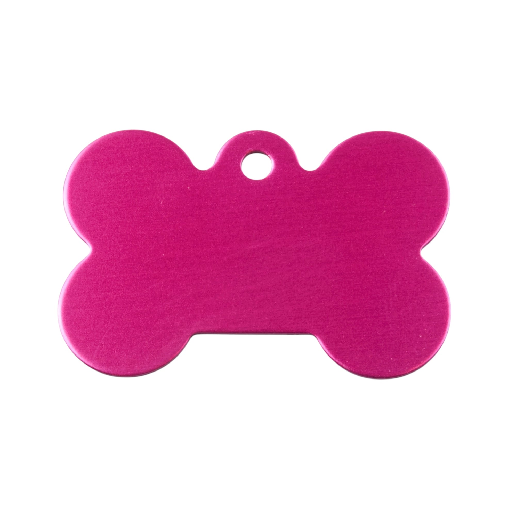 Pinkfarbene Hundemarke Alu Knochen aus Aluminium, individuell gravierbares Schild für Hunde im Haustierzubehör.
