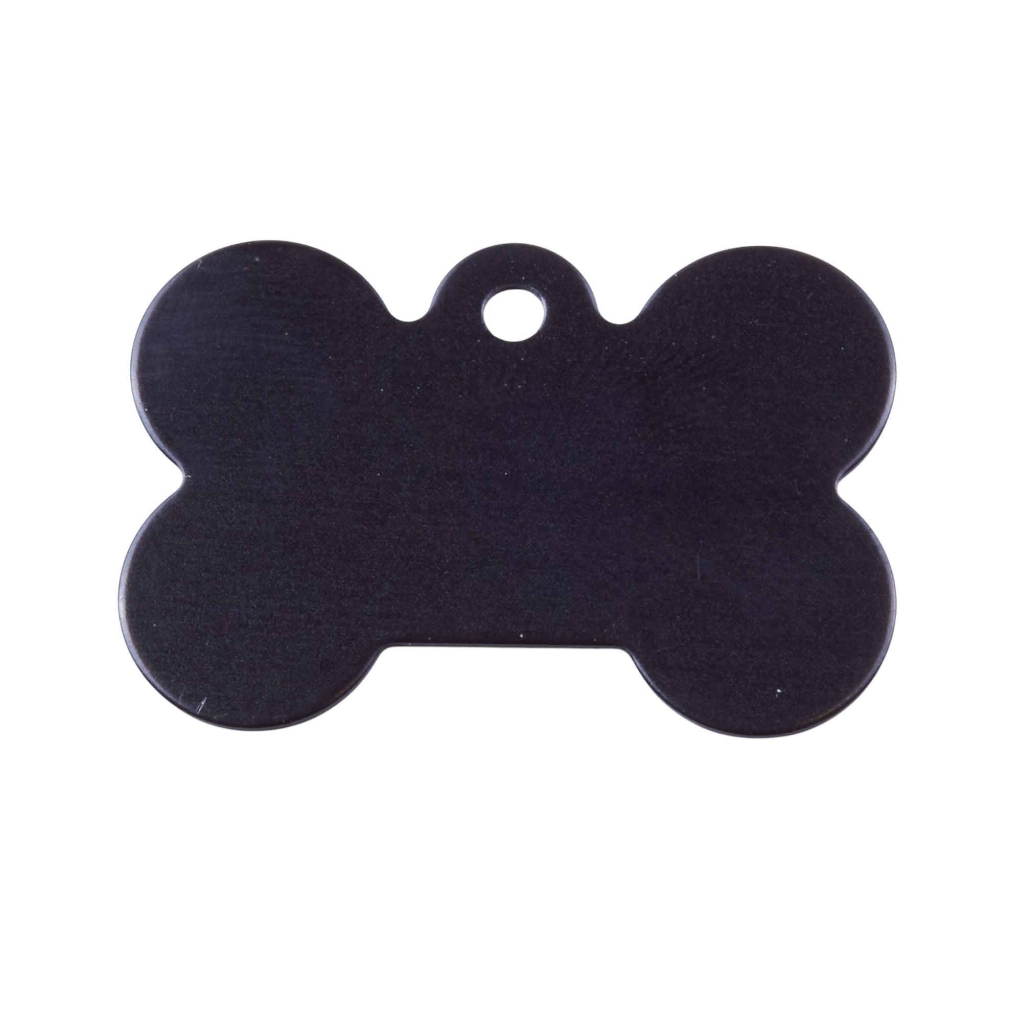 Schwarze Hundemarke Alu Knochen aus Aluminium, robustes Gravurschild für Hunde zur sicheren Kennzeichnung.