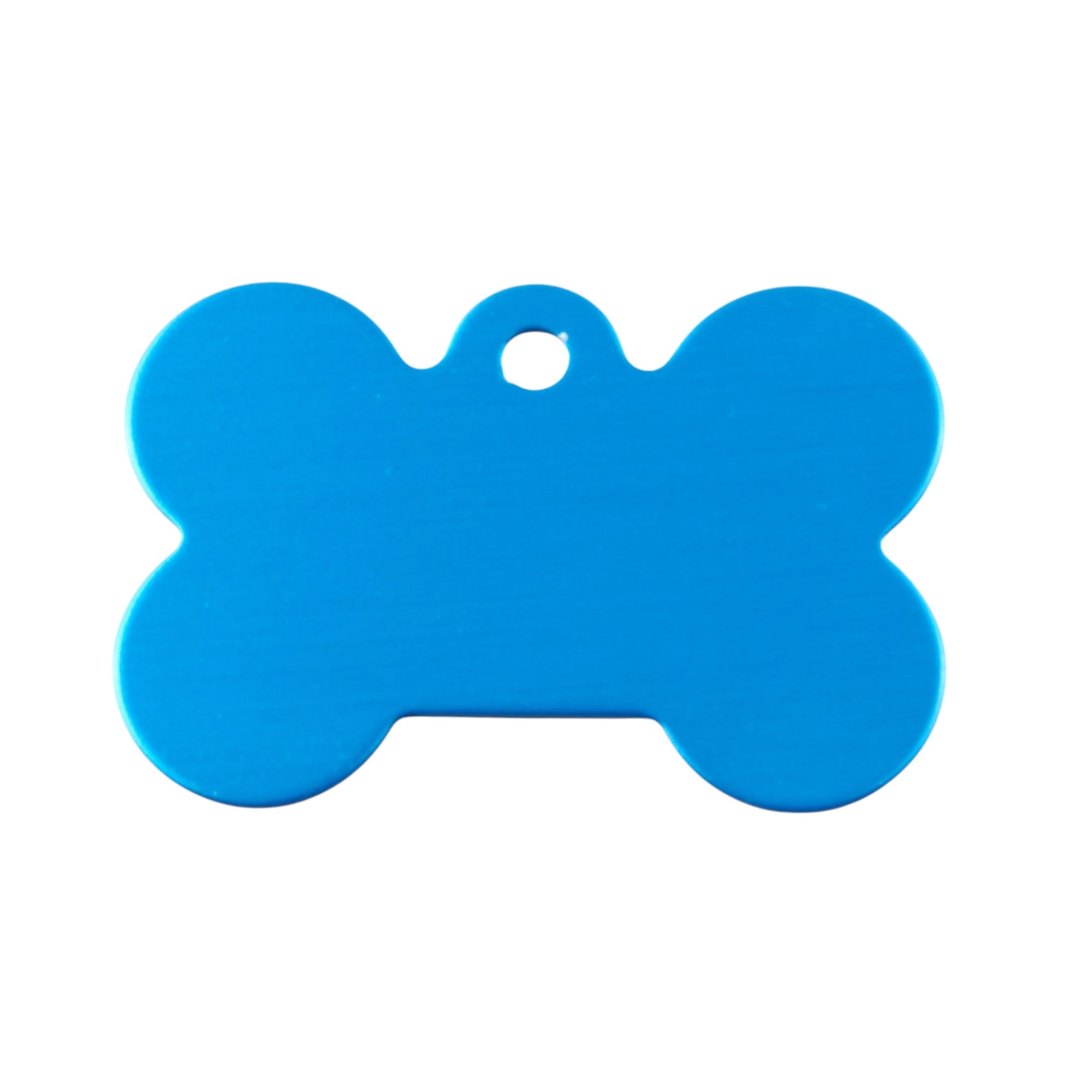 Hellblaue Hundemarke Alu Knochen aus Aluminium, personalisierbares Gravurschild für Hunde im Haustierbedarf.