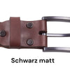 Ledergürtel „Classic“ Braun mit schwarz matter Schnalle. Modischer Gürtel aus Vollrindleder mit austauschbarer Schließe.