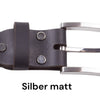 Ledergürtel „Classic“ Schwarz mit matt silberner Schnalle. Eleganter Ledergürtel für moderne Business- und Freizeitkleidung.