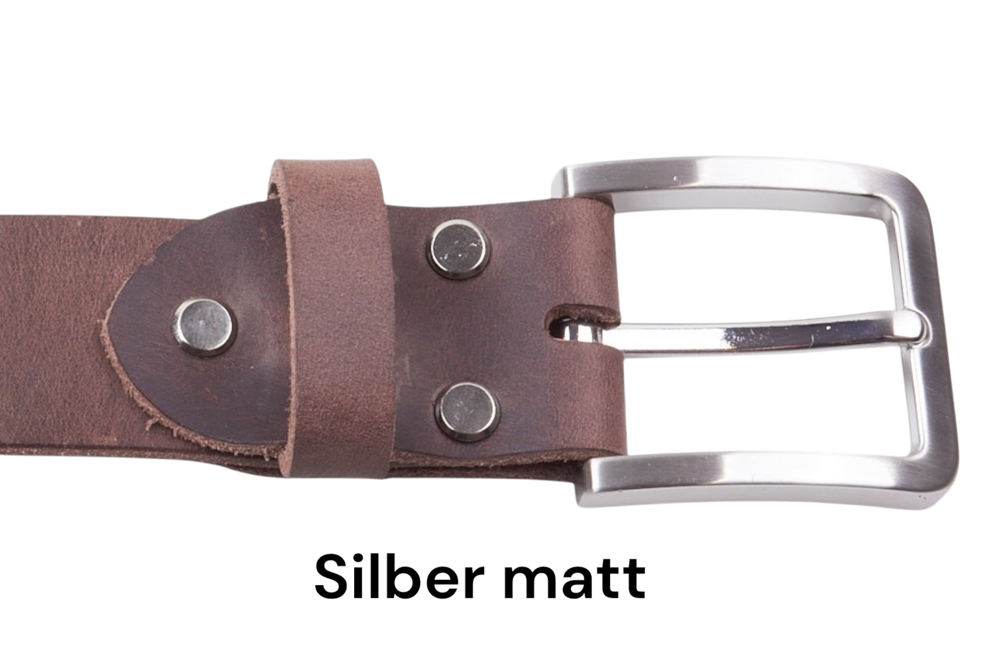 Ledergürtel „KernRind“ Braun mit matter Silberschnalle und austauschbarem Verschluss. Zeitloses Accessoire für Business- und Freizeitlooks.