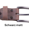 Ledergürtel „KernRind“ Braun mit matt schwarzer Schnalle und stilvoller Doppelvernietung. Edles Herrenaccessoire für moderne Outfits.