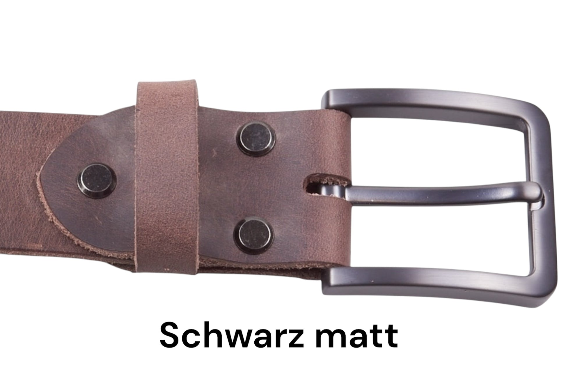 Ledergürtel „KernRind“ Braun mit matt schwarzer Schnalle und stilvoller Doppelvernietung. Edles Herrenaccessoire für moderne Outfits.