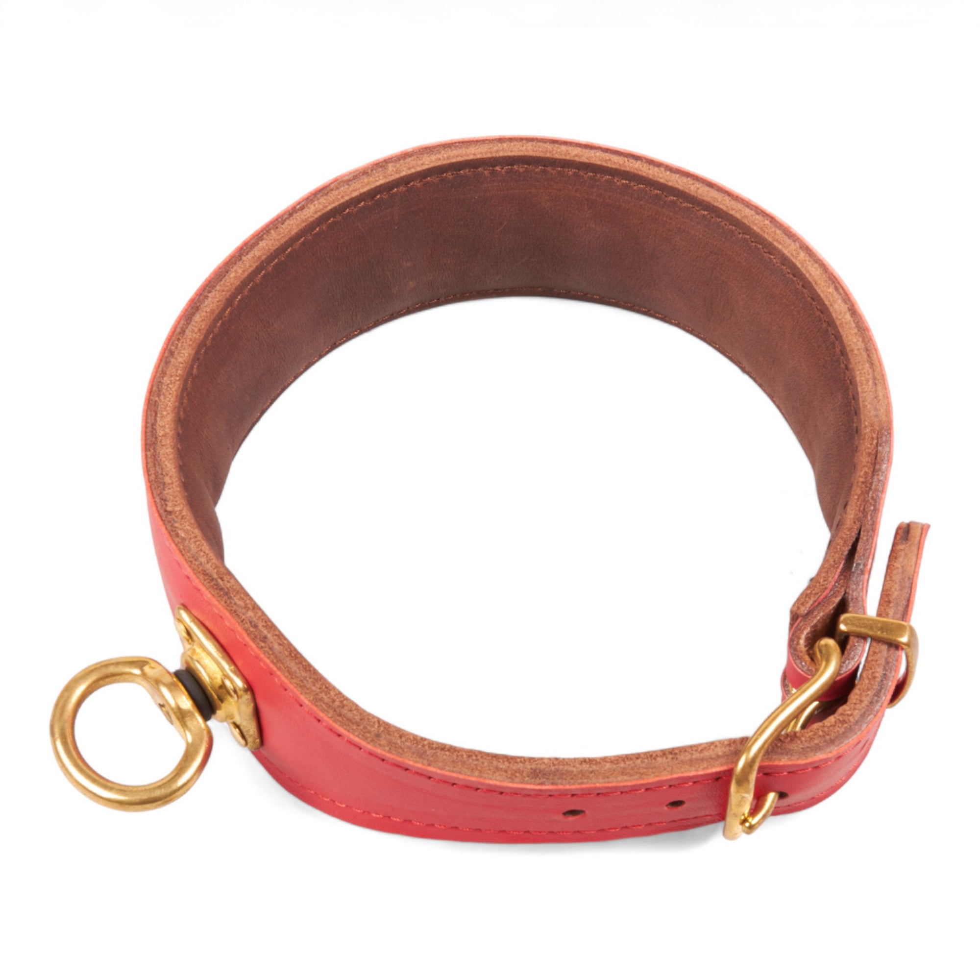 Schweißhalsung Leder rot mit Neoprenpolsterung